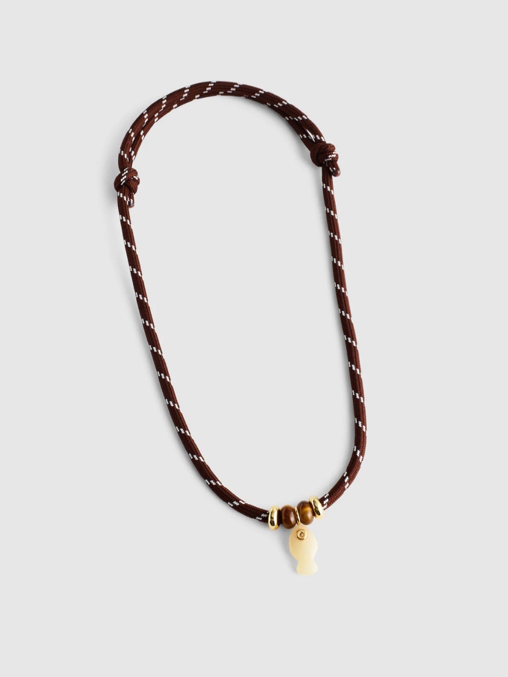 Madewell Semiprecious Paracord Charm Necklace Dark Brown NWOT